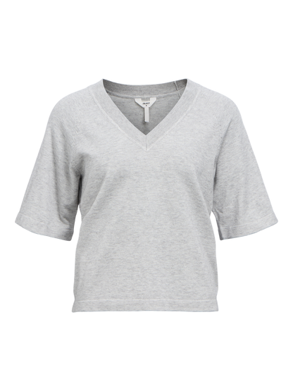 OBJTHESS 2/4 LO V-NECK KNIT TOP NOOS Lysegrå