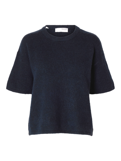 SLFMALINE-LILIANA 2/4 KNIT O-NECK NOOS Mørkeblå