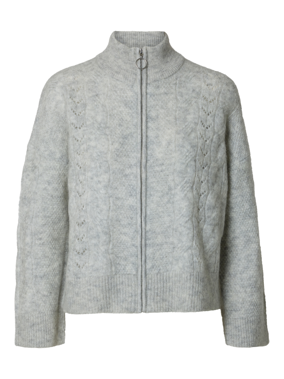 Slfvera Ls Knit Zip Cardigan Ex Lysegrå