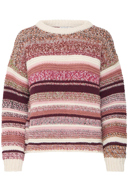 Pzrani Ls Pullover Rose Knitted Stripe