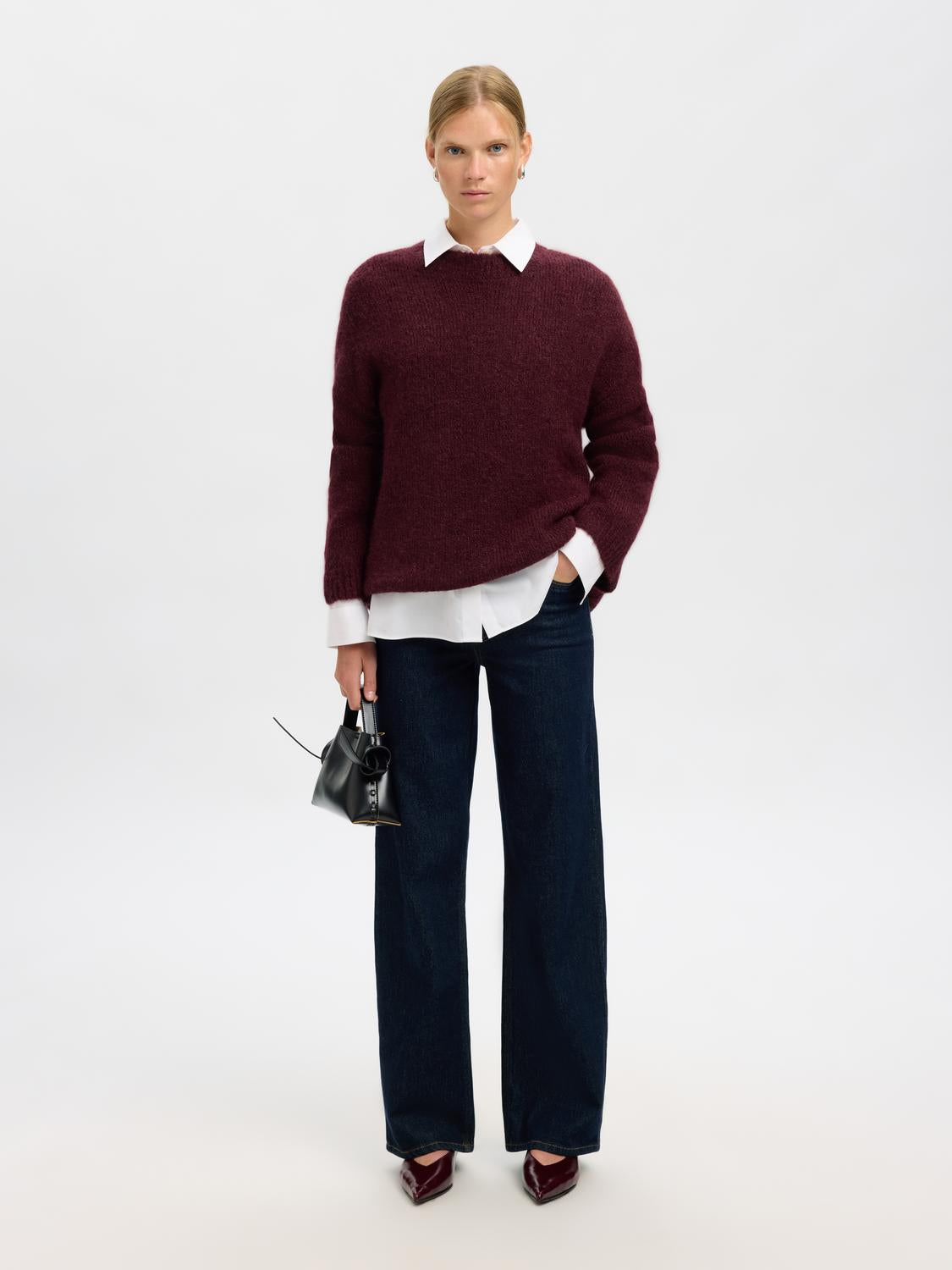 Slfgabriella Ls Knit New O-Neck Noos Mørkelilla
