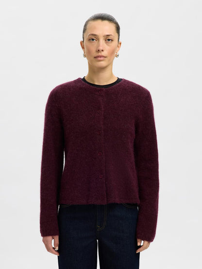 Slflulu New Ls Knit Cardigan Noos Mørkelilla