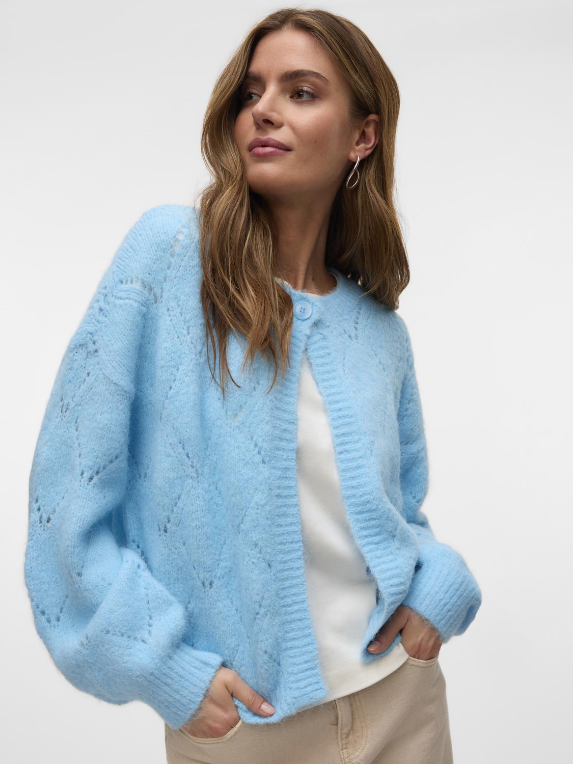 VMNOVAH LS BUTTON CARDIGAN EXP Lyseblå