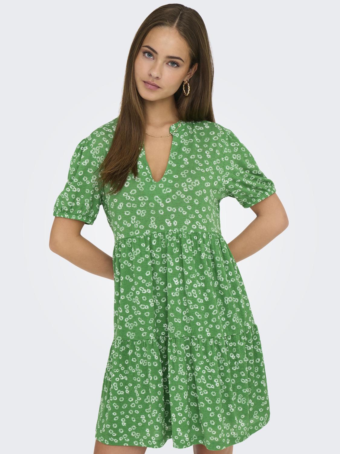 JDYZOEY S/S V NECK DRESS JRS ATK Mørkegrønn