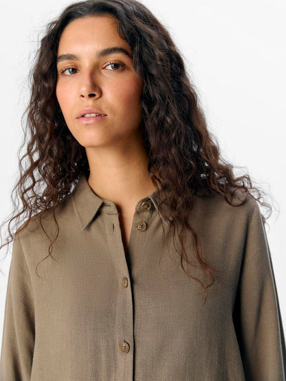 OBJSANNE L/S SHIRT NOOS lin Mellomgrå