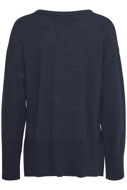 Pzsteffi Oneck Pullover Dark Sapphire Melange