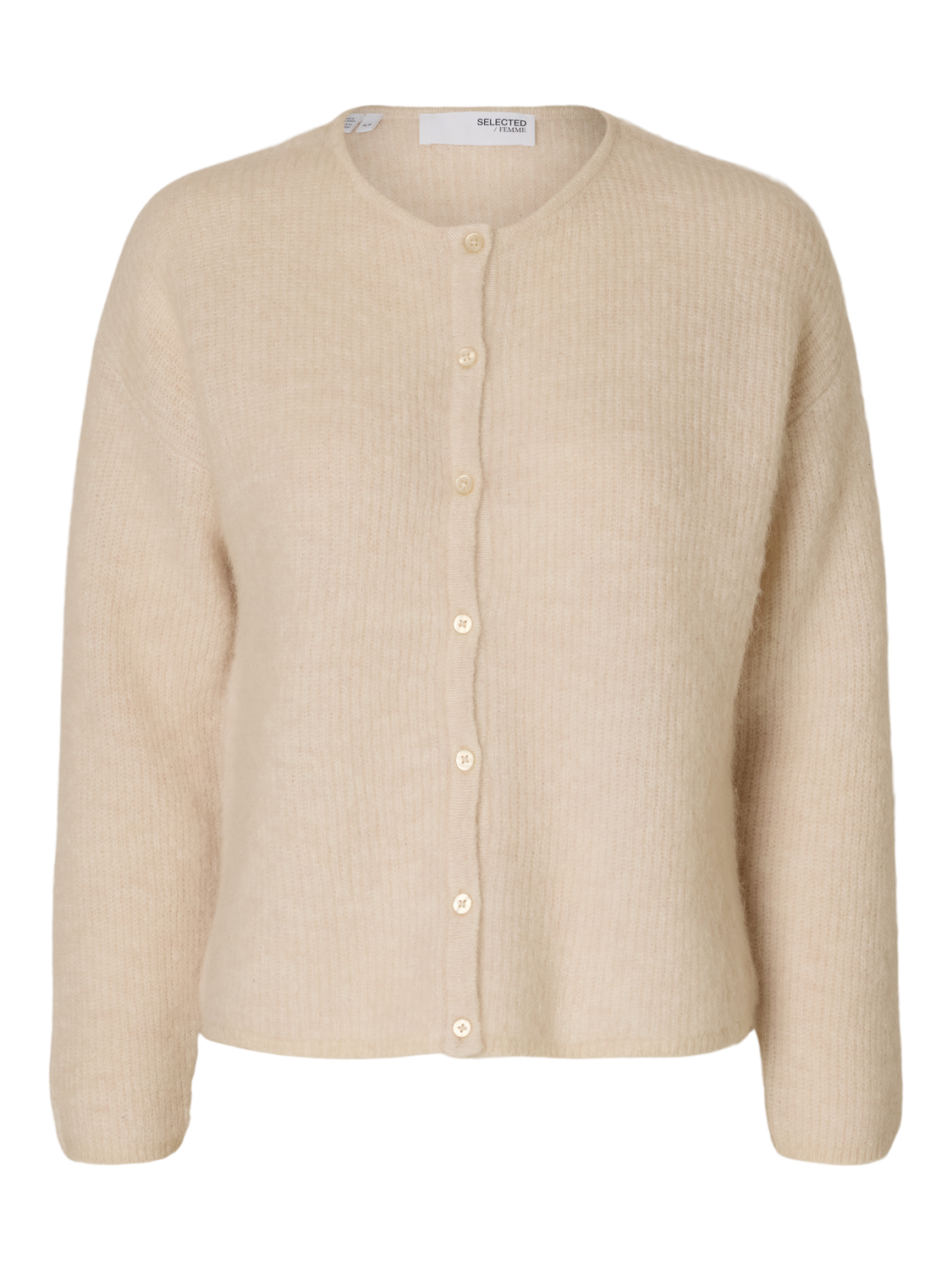 SLFSIA RAS LS KNIT O-NECK CARDIGAN Lysegrå