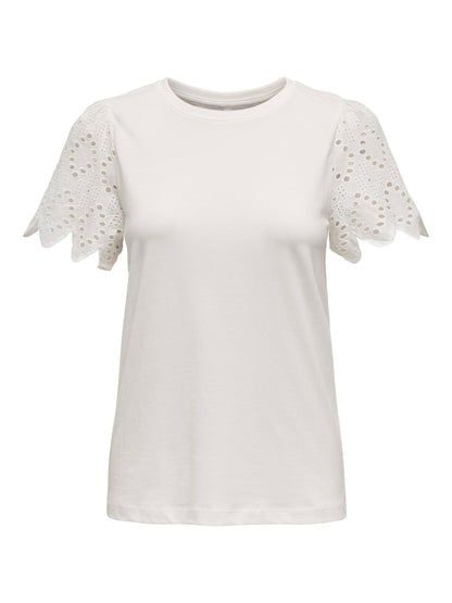 ONLEBBA LIFE S/S LACE TOP JRS Hvit