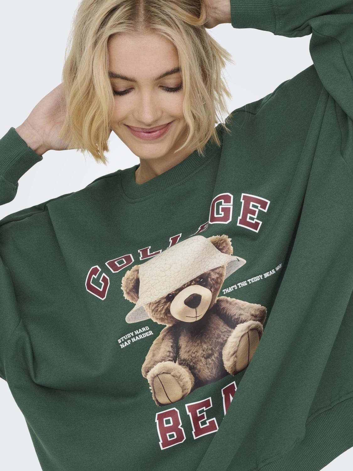 Onlbila L/s Bear O-Neck Swt Mørkegrønn