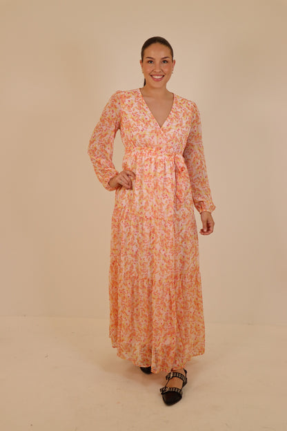 AWAUDORA LS LONG WRAP DRESS Oransje