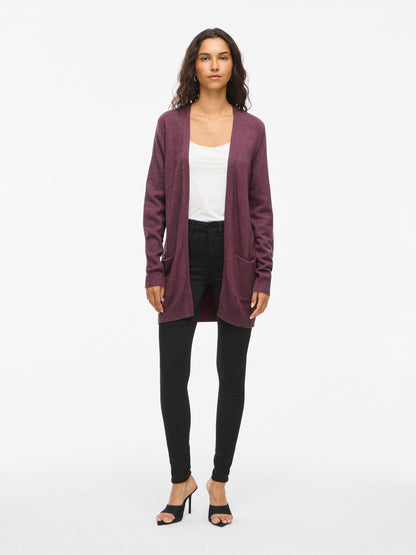 Viril Open L/s Knit Cardigan - Noos Mørkelilla
