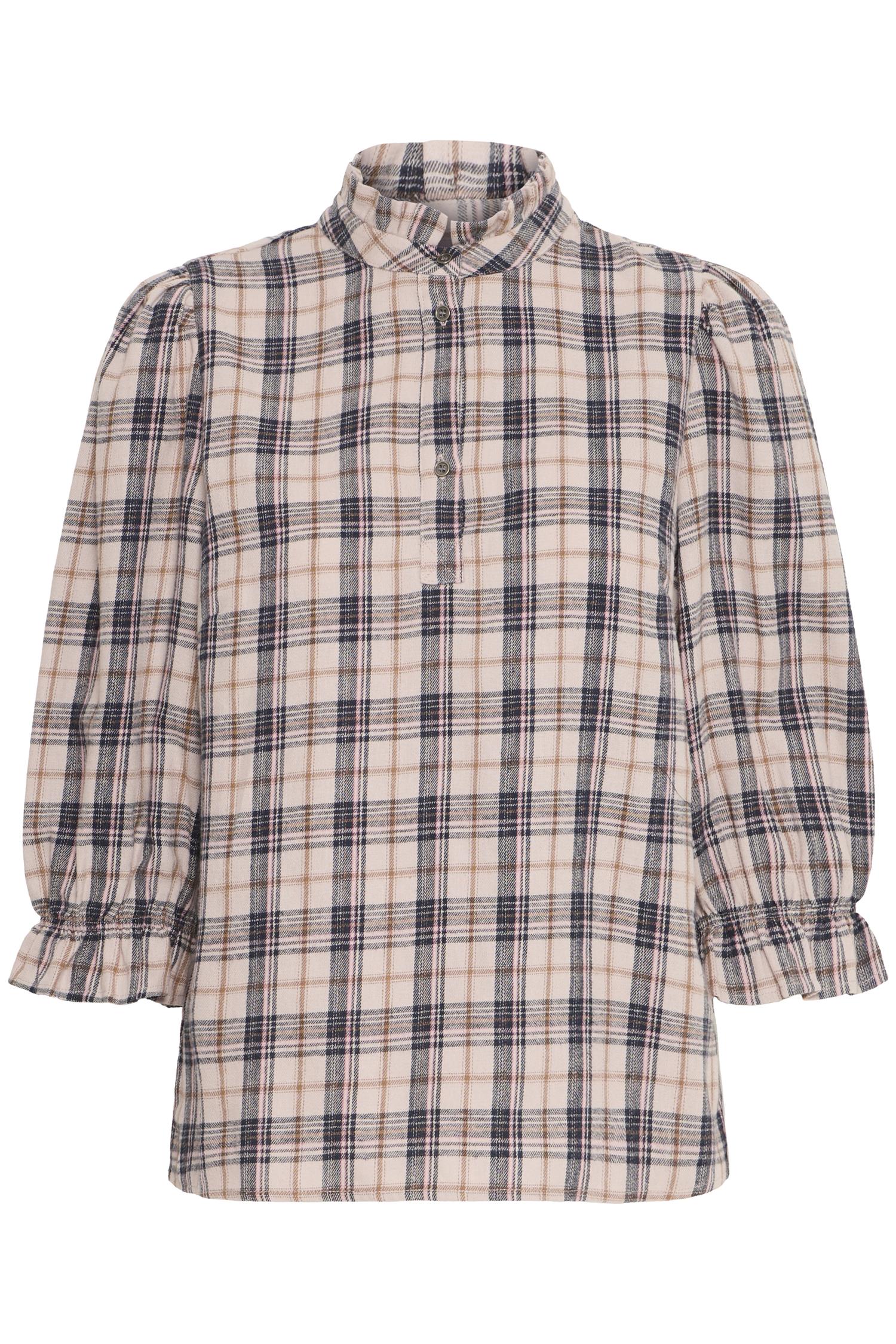 Pzevie Blouse Beige Navy Check
