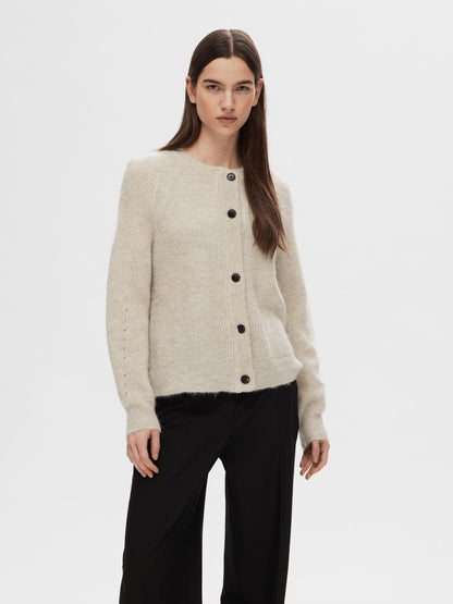 Slflulu Ls Knit Short Cardigan Noos Lysegrå