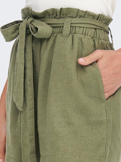 JDYSAY MW LINEN BELT SHORTS WVN NOOS Mellomgrønn