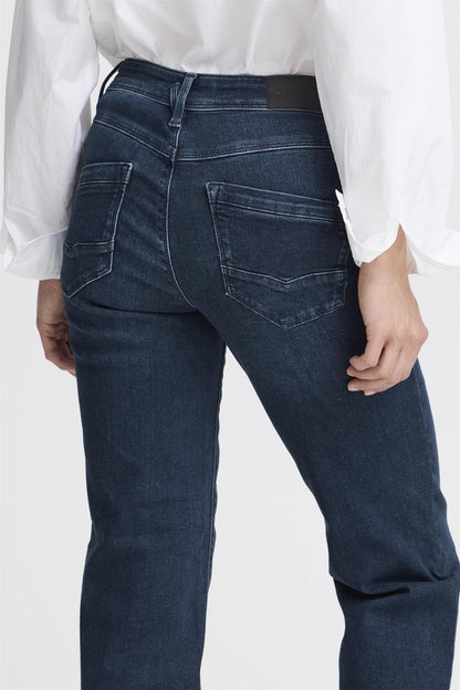 Pzkarolina Hw Jeans Straight Leg Dark Blue Denim