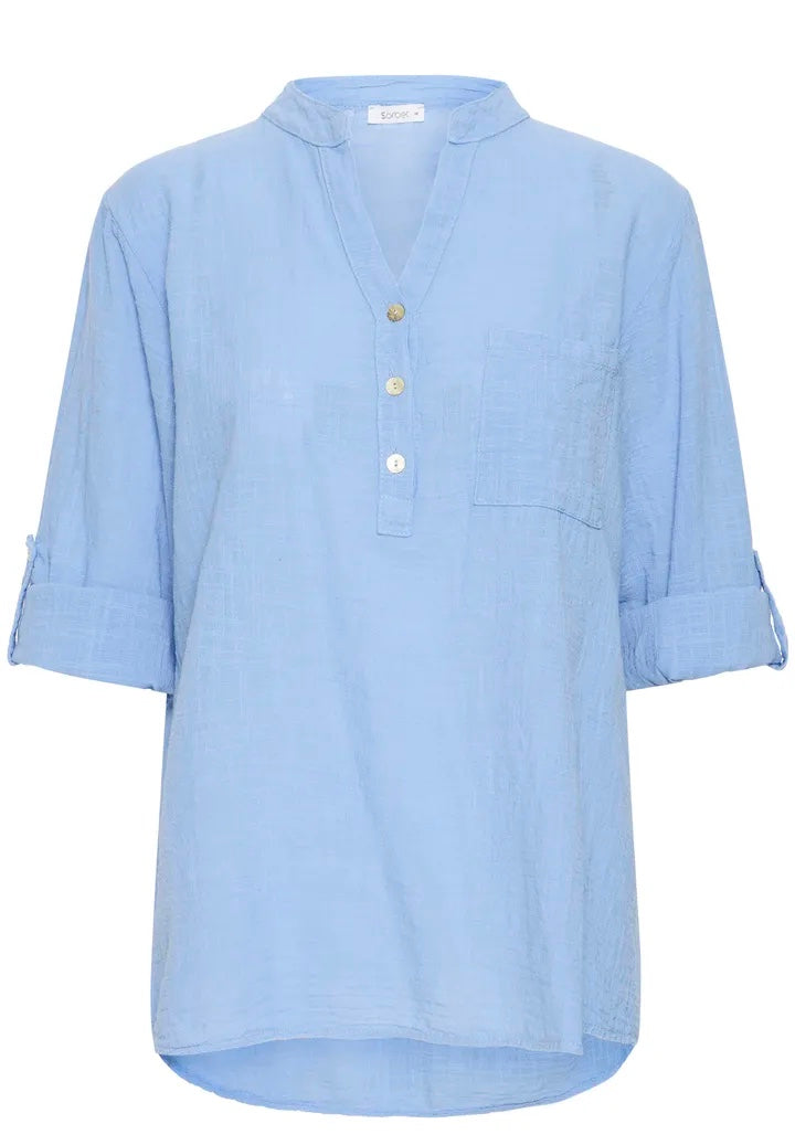 SBalexa solid blouse 2 Jeansblå