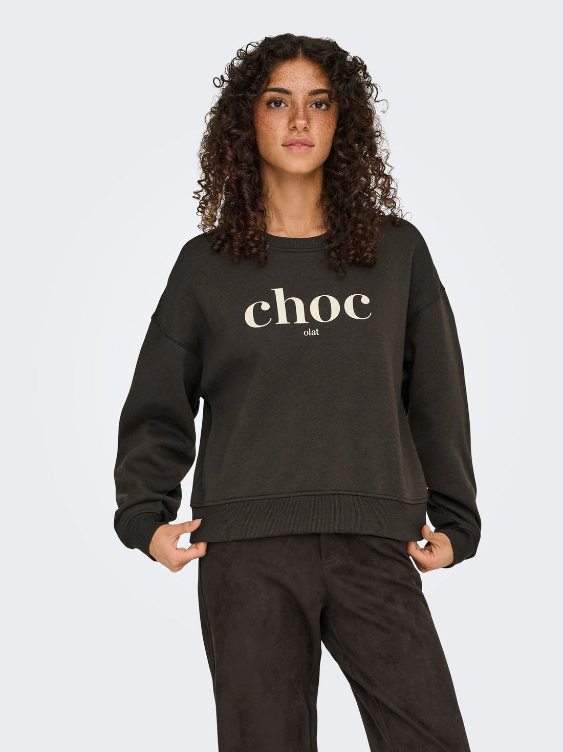 Onlbest L/s Print Crew Neck Swt Mørkebrun