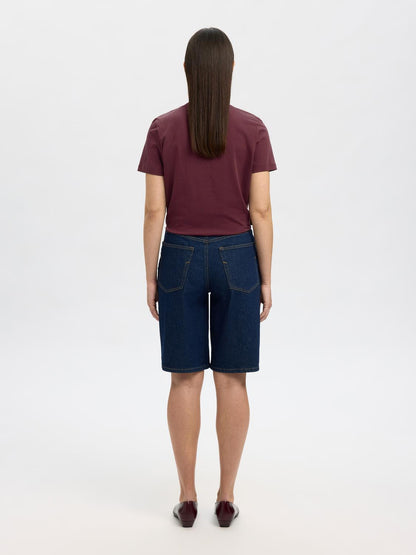 Slfmyessential Ss O-Neck Tee Noos Mørkelilla