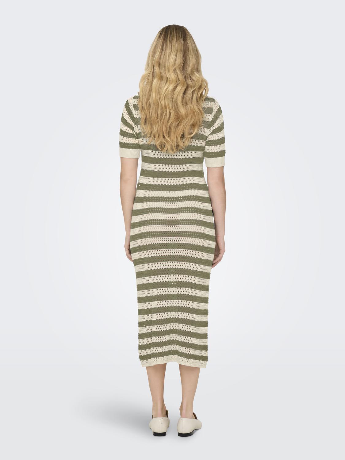 JDYTIKKA IVY 2/4 O-NECK STRIPE DRESS KNT Grønn