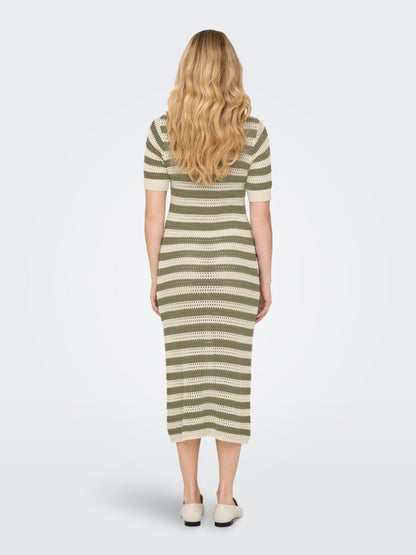 JDYTIKKA IVY 2/4 O-NECK STRIPE DRESS KNT Grønn