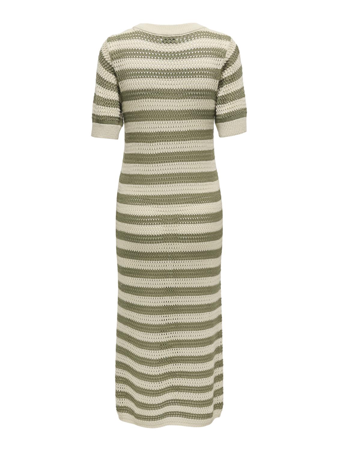 JDYTIKKA IVY 2/4 O-NECK STRIPE DRESS KNT Grønn