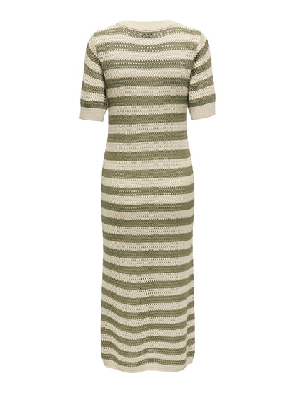JDYTIKKA IVY 2/4 O-NECK STRIPE DRESS KNT Grønn
