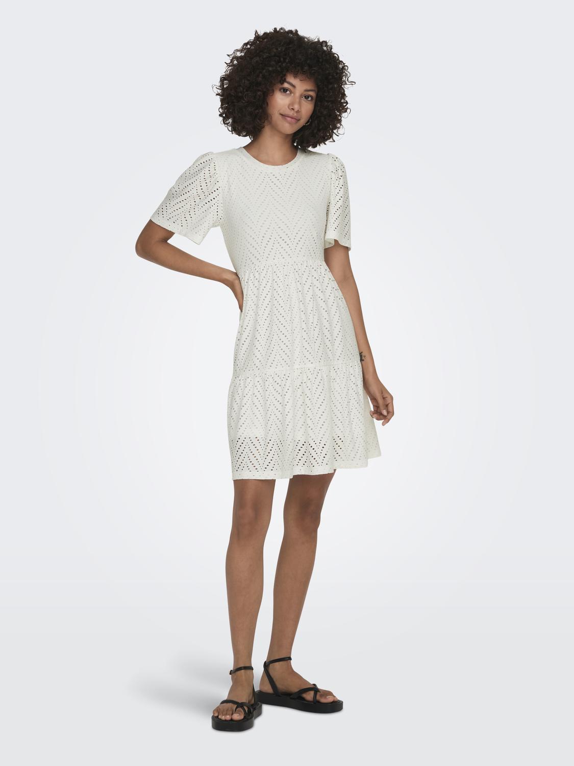 JDYCARLA CATHINKA S/S DRESS JRS NOOS Hvit