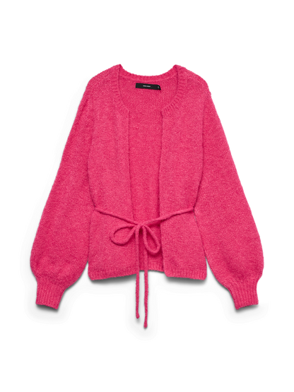 Vmagnes Ls O-Neck Tie Cardigan Exp Mellomrosa