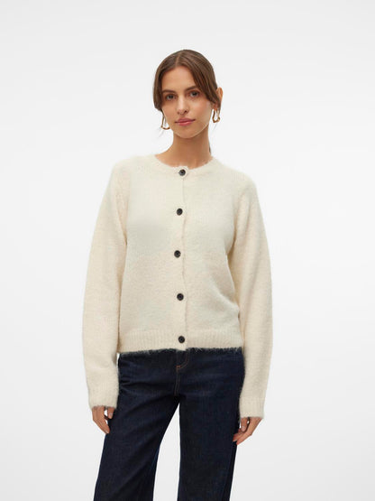 VMNOVAH LS O-NECK BUTTON CARDI GA NOOS Hvit
