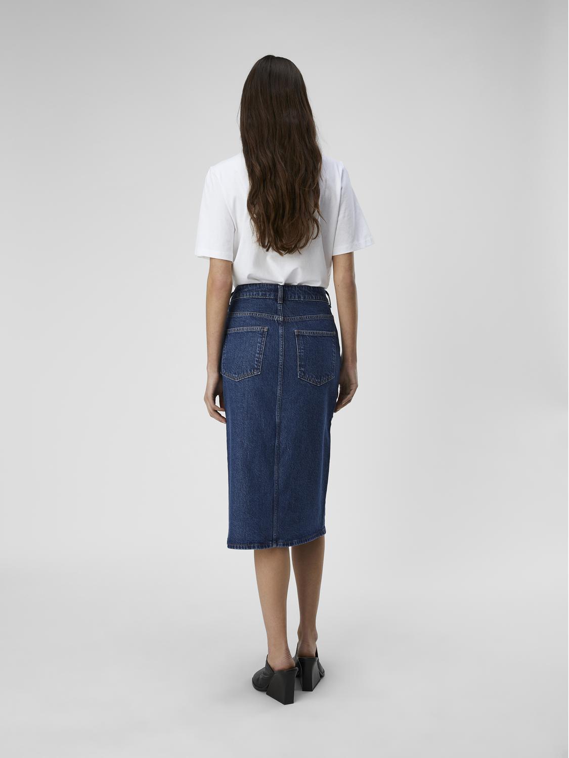 OBJELLEN MW MIDI DENIM SKIRT NOOS Mellomblå