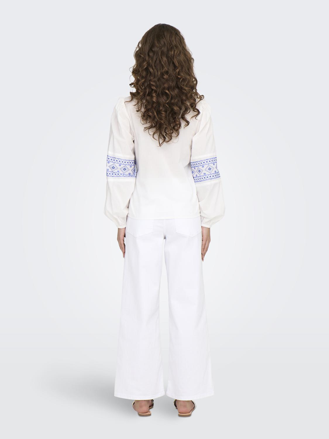 JDYLULU L/S EMBROIDERY SHIRT WVN Hvit
