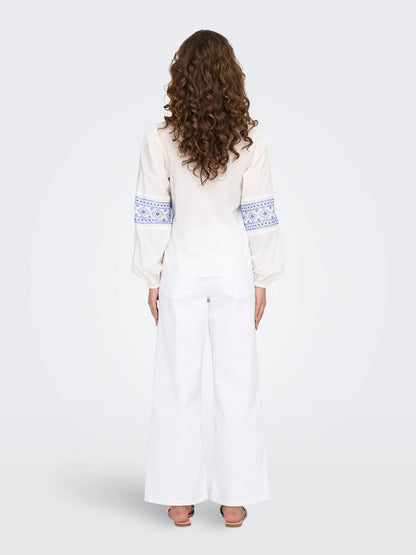 JDYLULU L/S EMBROIDERY SHIRT WVN Hvit