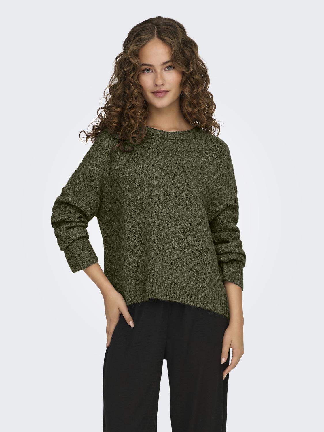 JDYBIGUM L/S O-NECK PULLOVER KNT Mørkegrønn