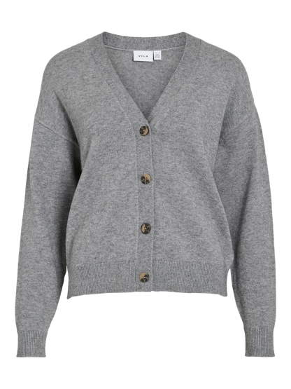 Viril V-Neck Knit Cardigan - Noos Mellomgrå