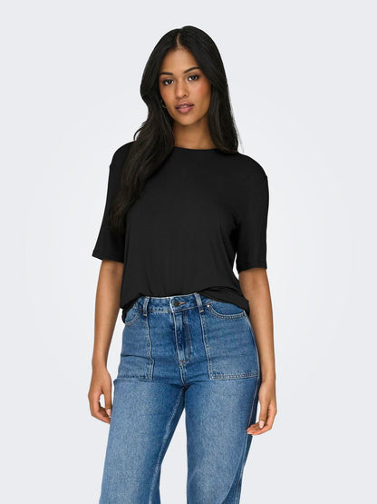JDYMILA S/S O-NECK TOP JRS Sort