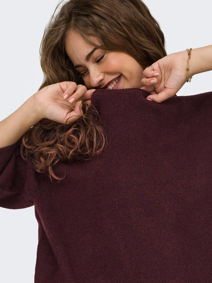 Onlsimoni 3/4 Pullover Knt Noos Mørkerød
