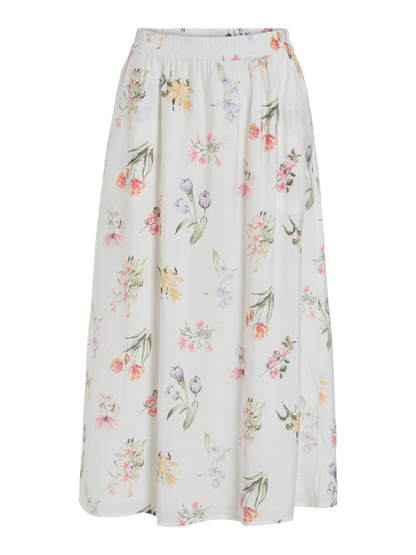 VIEDNANA FIR MIDI SKIRT/LN Klar Hvit