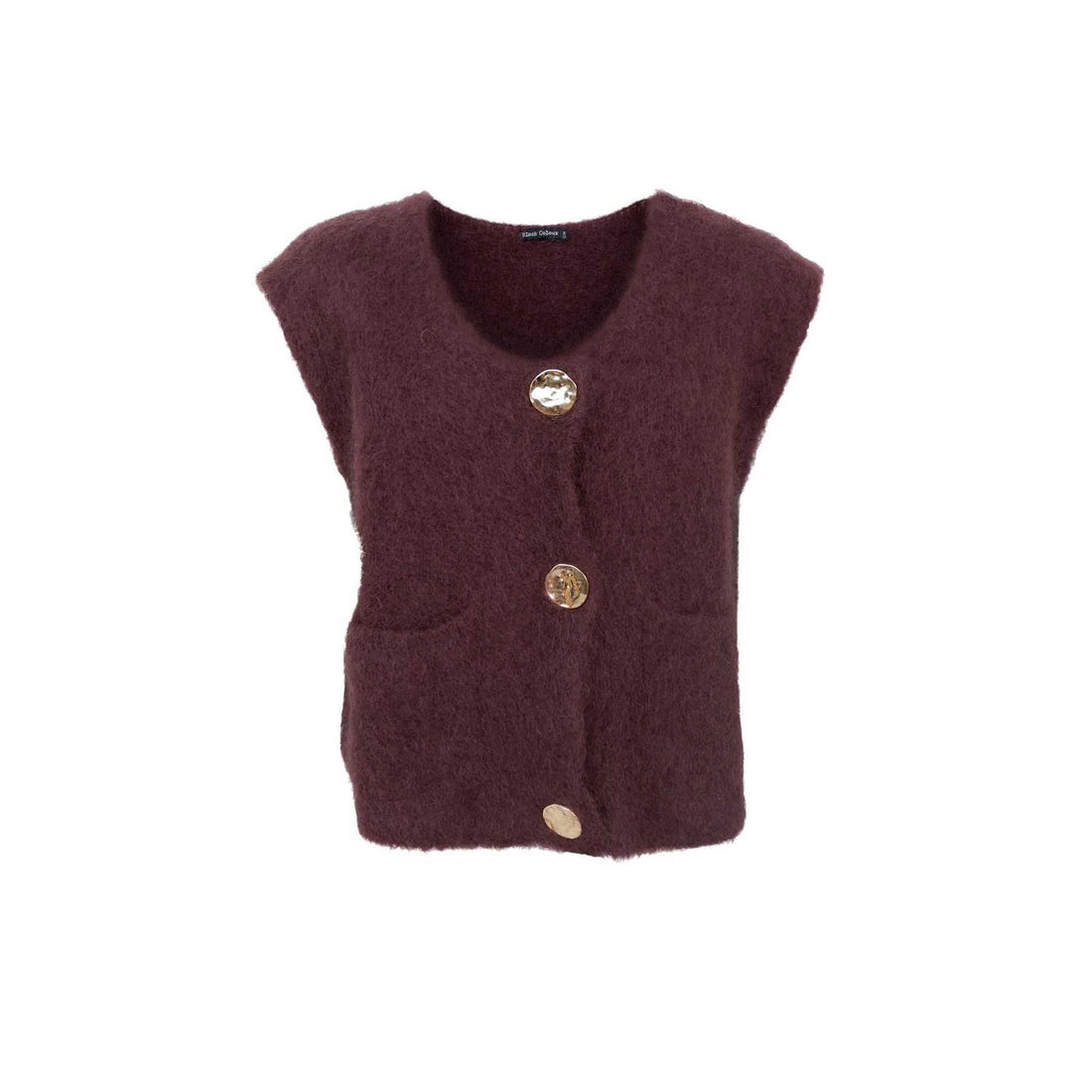 BCBJOERK KNITTED BUTTON VEST Brun