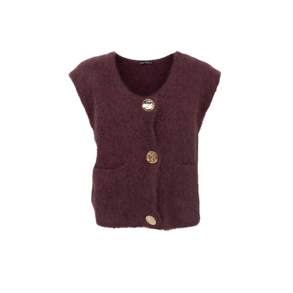 BCBJOERK KNITTED BUTTON VEST Brun
