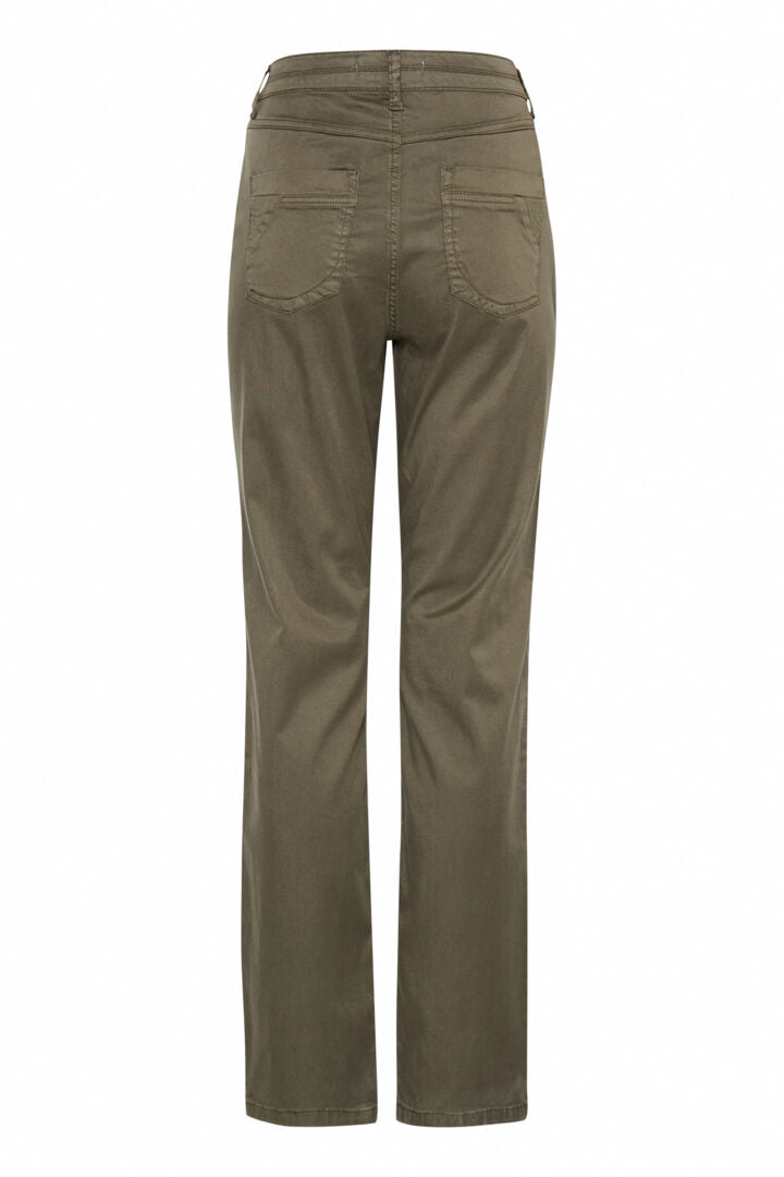 PZSELINA HW PANT STRAIGHT LEG Oliven