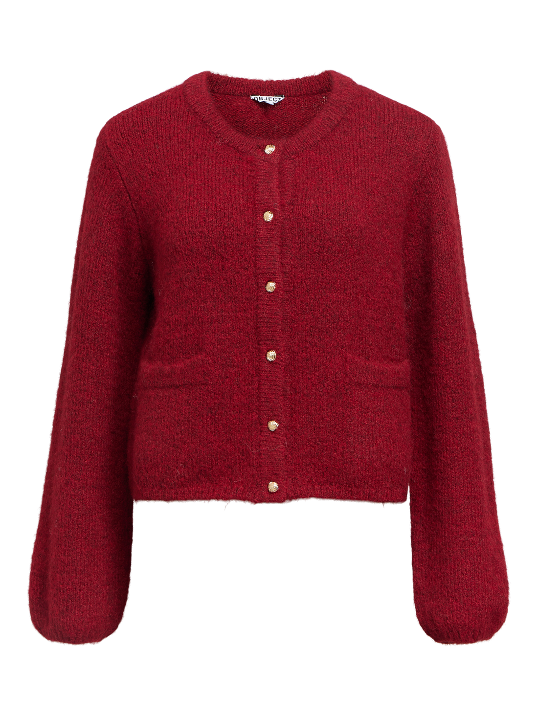 Objsaggia Re L/s Knit Cardigan Noos Mørkerød