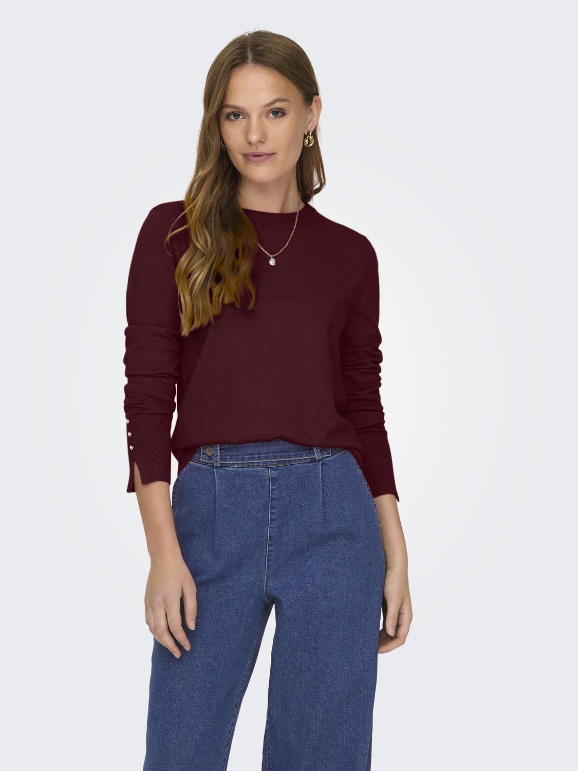 Jdymalou L/s On Button Pullover Knt Noos Mørkelilla