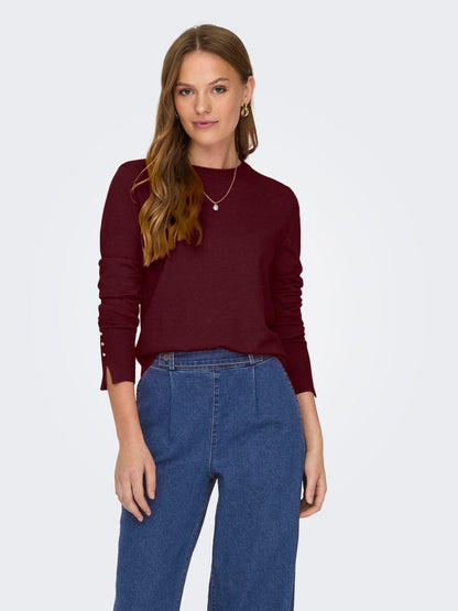 Jdymalou L/s On Button Pullover Knt Noos Mørkelilla