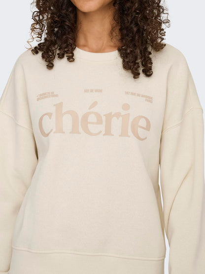 Onlbest L/s Print Crew Neck Swt Lys Beige