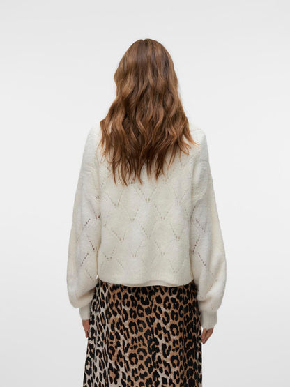 VMNOVAH LS BUTTON CARDIGAN EXP Klar Hvit