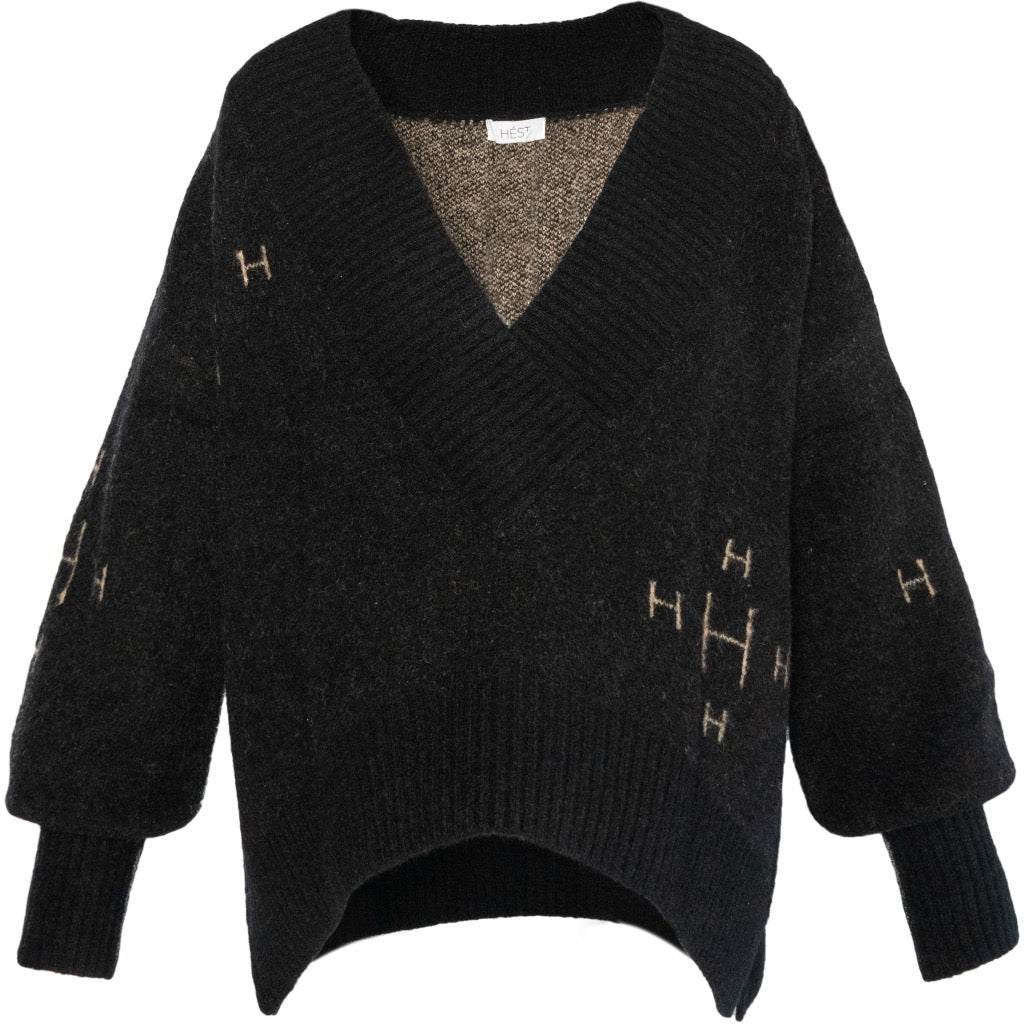 FAM V-neck Sweater Svart