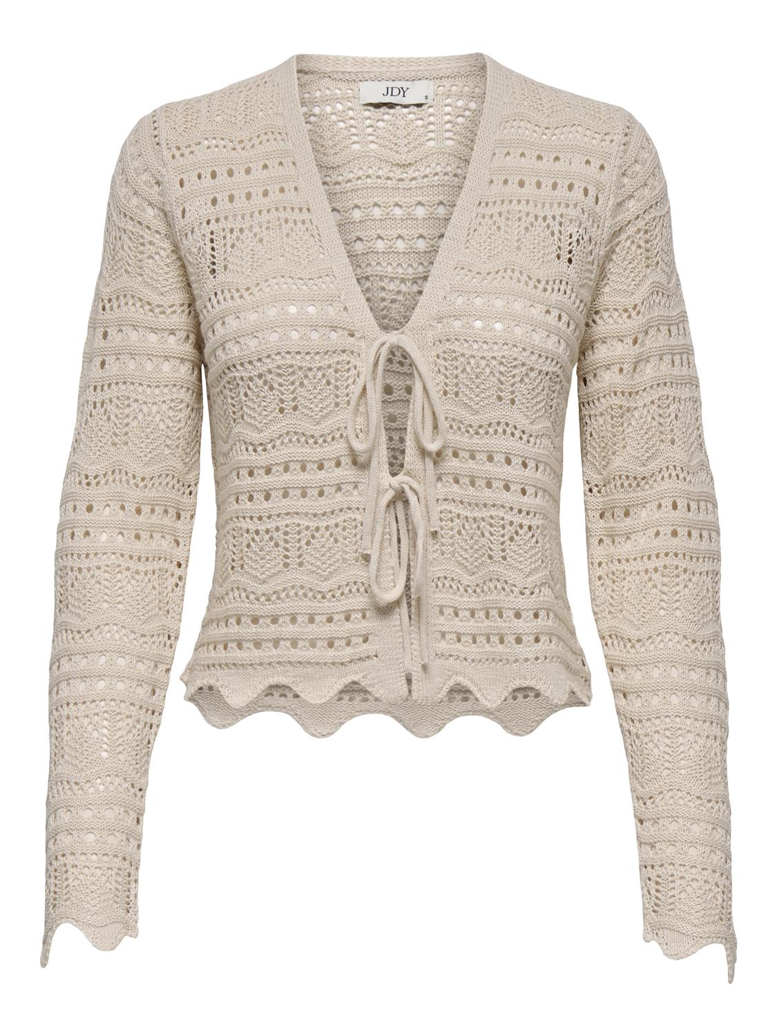 JDYSUN LAY L/S V-NECK TIE CARDIGAN KNT Offwhite