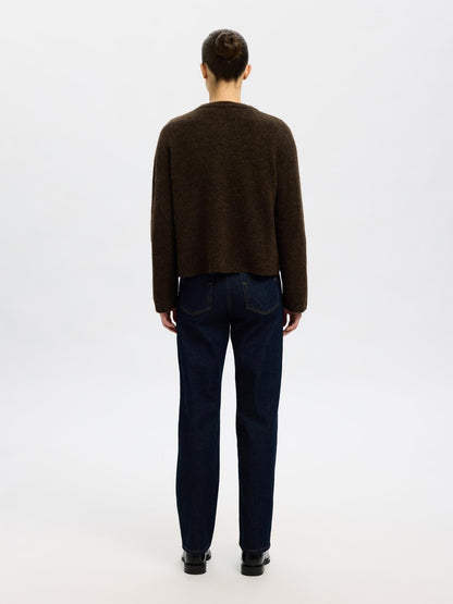 Slflulu New Ls Knit Cardigan Noos Mørkebrun