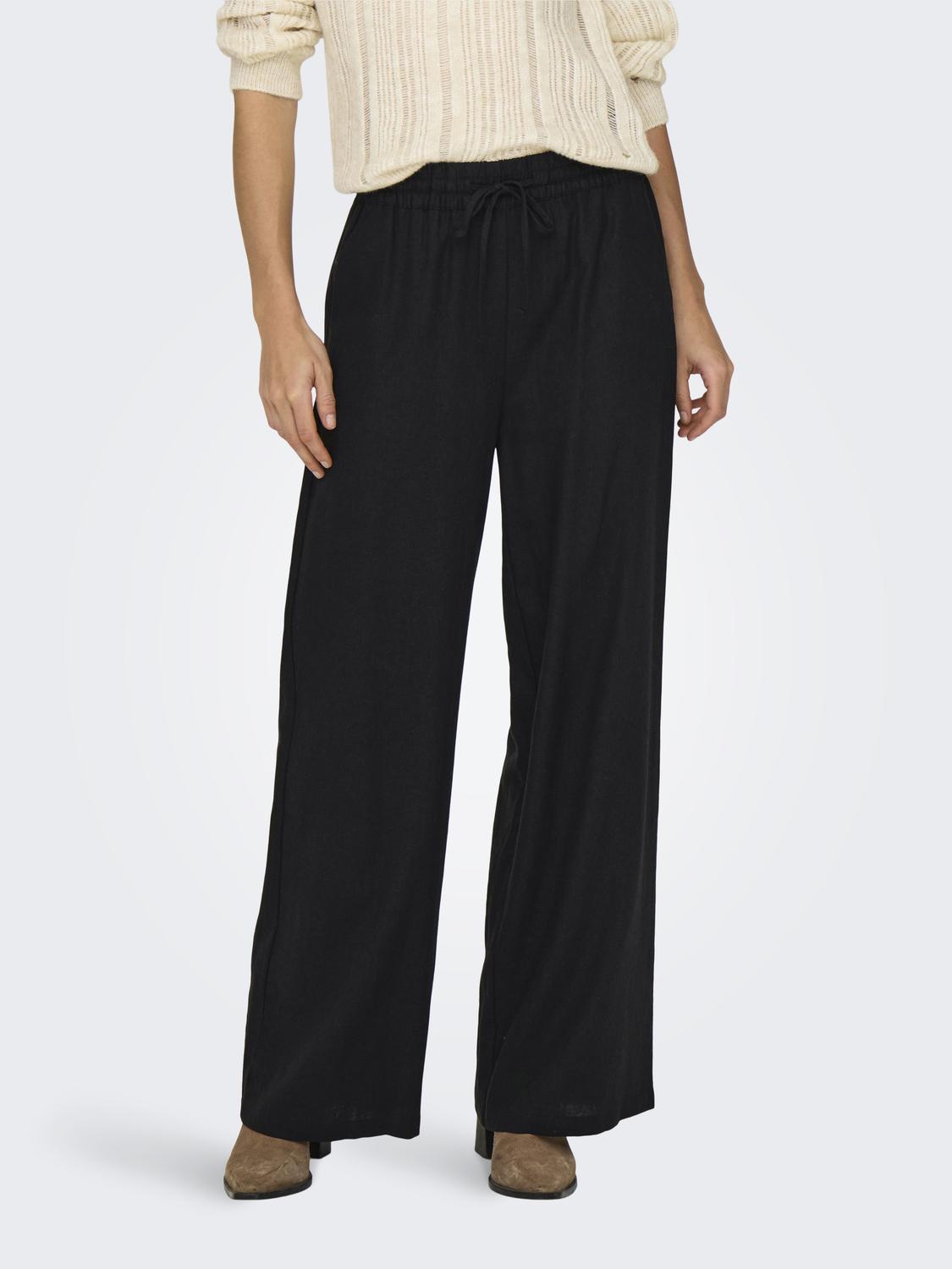 JDYSAY HW LINEN WIDE PANT WVN NOOS Sort