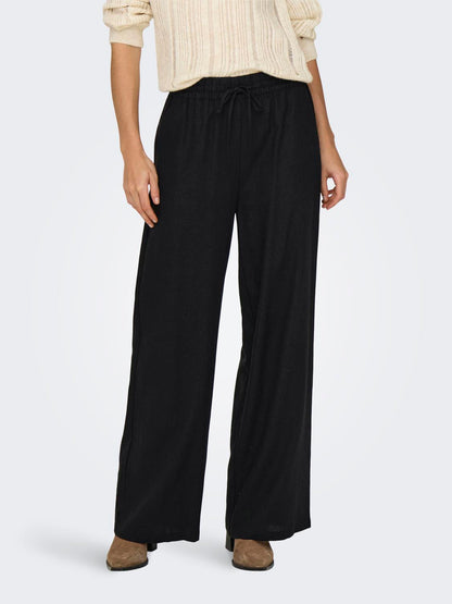 JDYSAY HW LINEN WIDE PANT WVN NOOS Sort